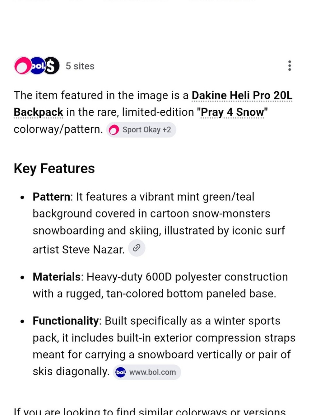 ⏰️🆑️Dakine Heli Pro 20 L Pray4Snow Graphic Snowboarding Backpack with Tan Base - Picture 13 of 14